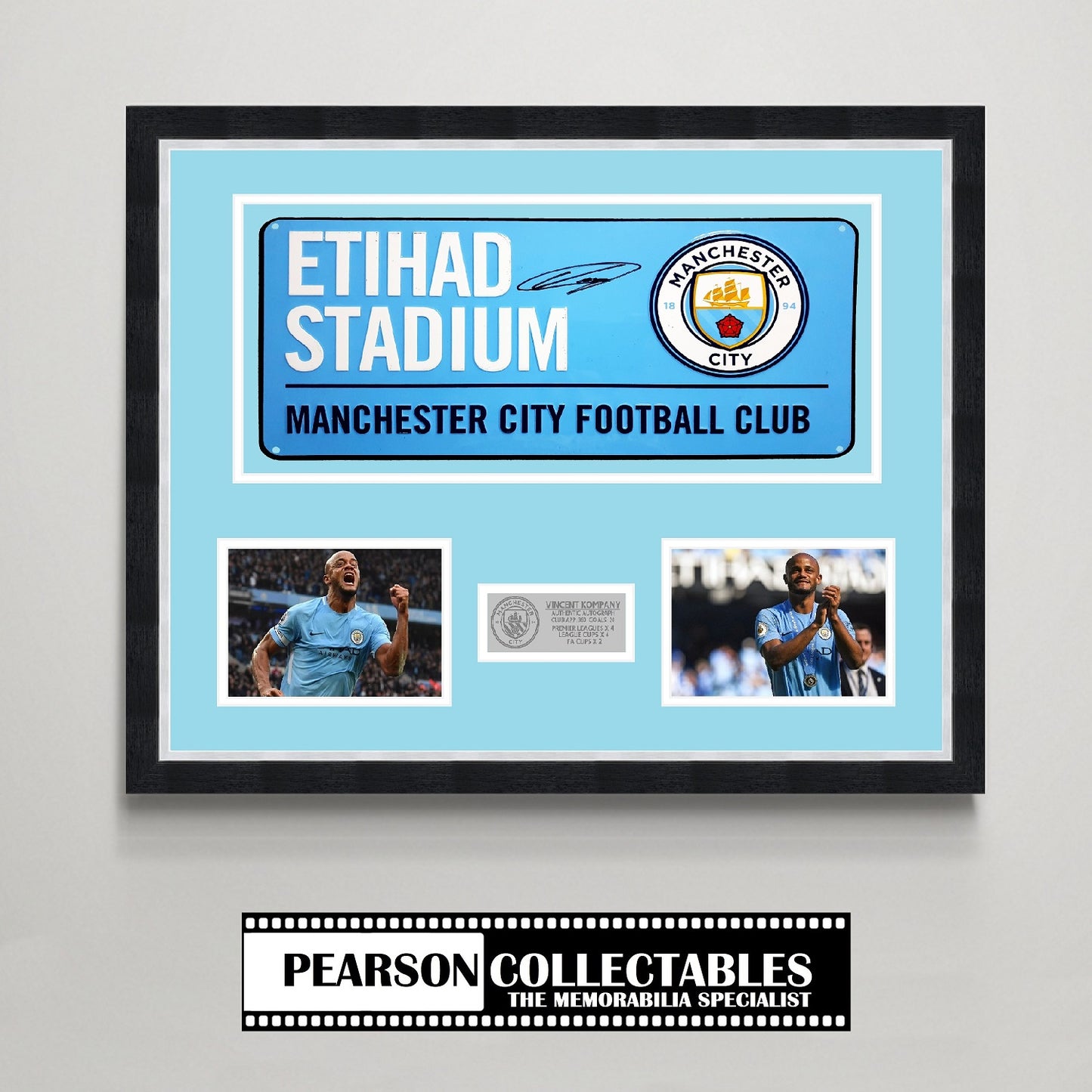 Manchester City - Vincent Kompany 'Etihad Stadium' Signed Street Sign Display