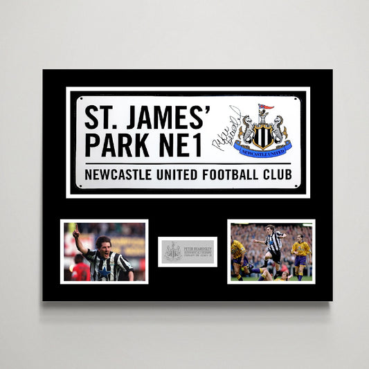 Peter Beardsley 'Newcastle United' Autographed Street Sign Display