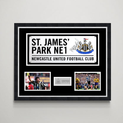 Peter Beardsley 'Newcastle United' Autographed Street Sign Display