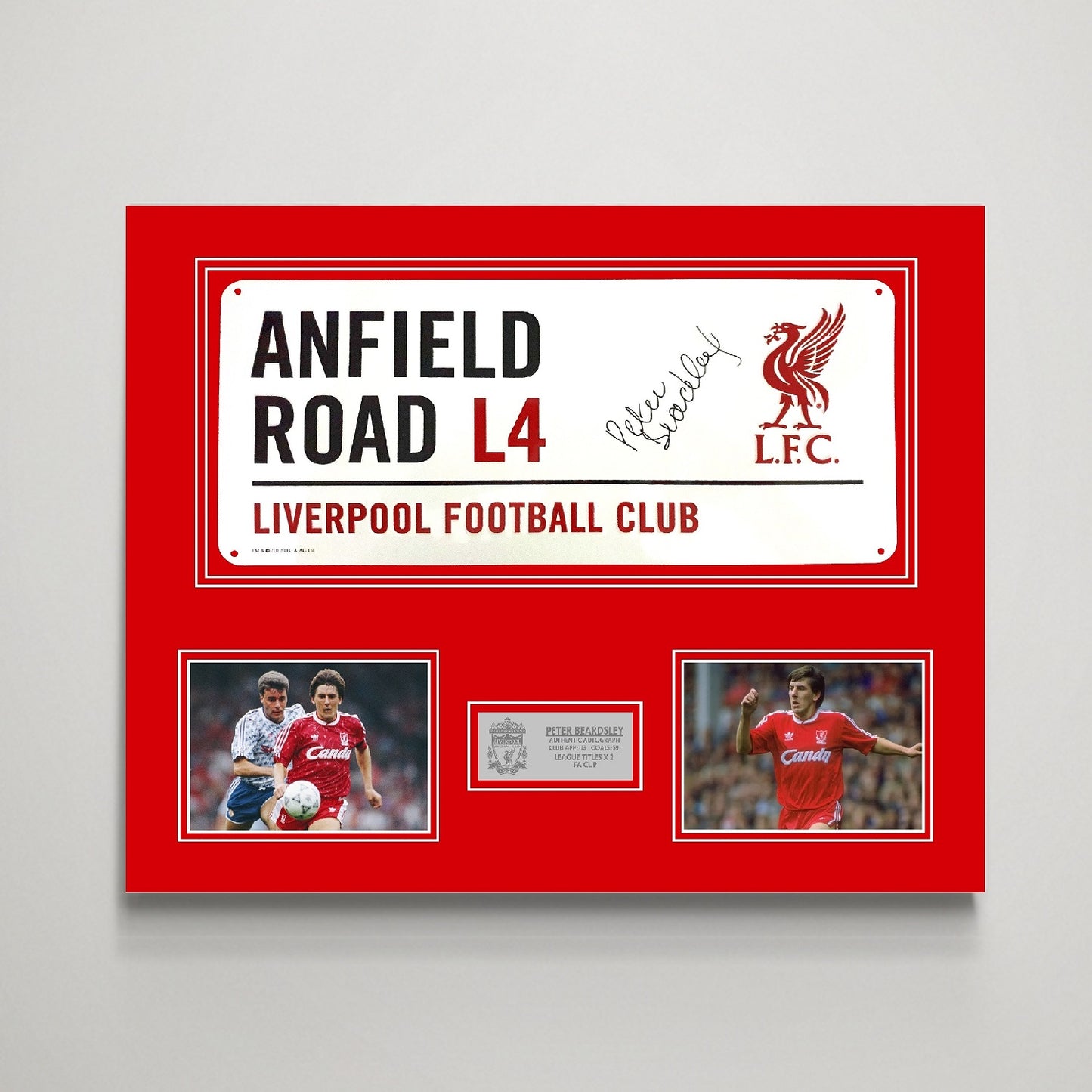 Peter Beardsley 'Liverpool' Autographed Street Sign Display