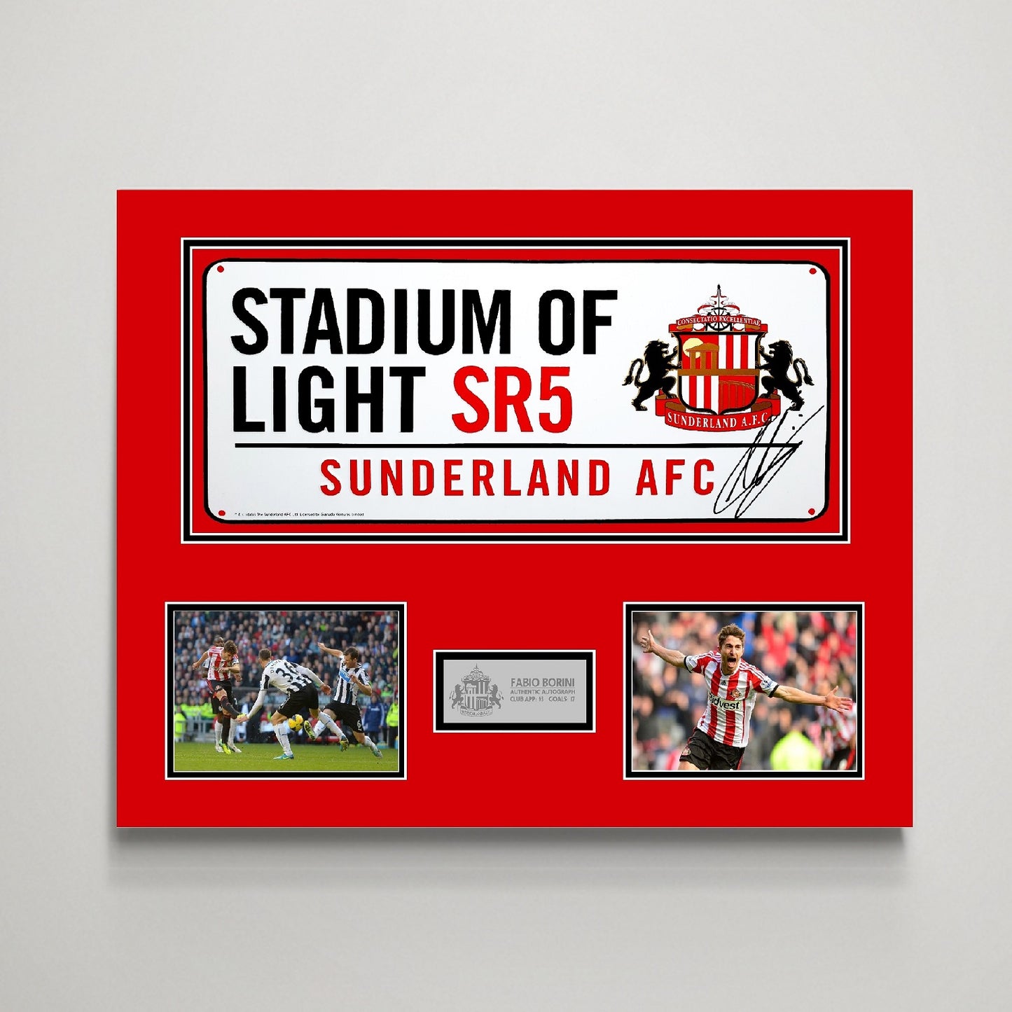 Fabio Borini 'Sunderland AFC' Autographed Street Sign Display