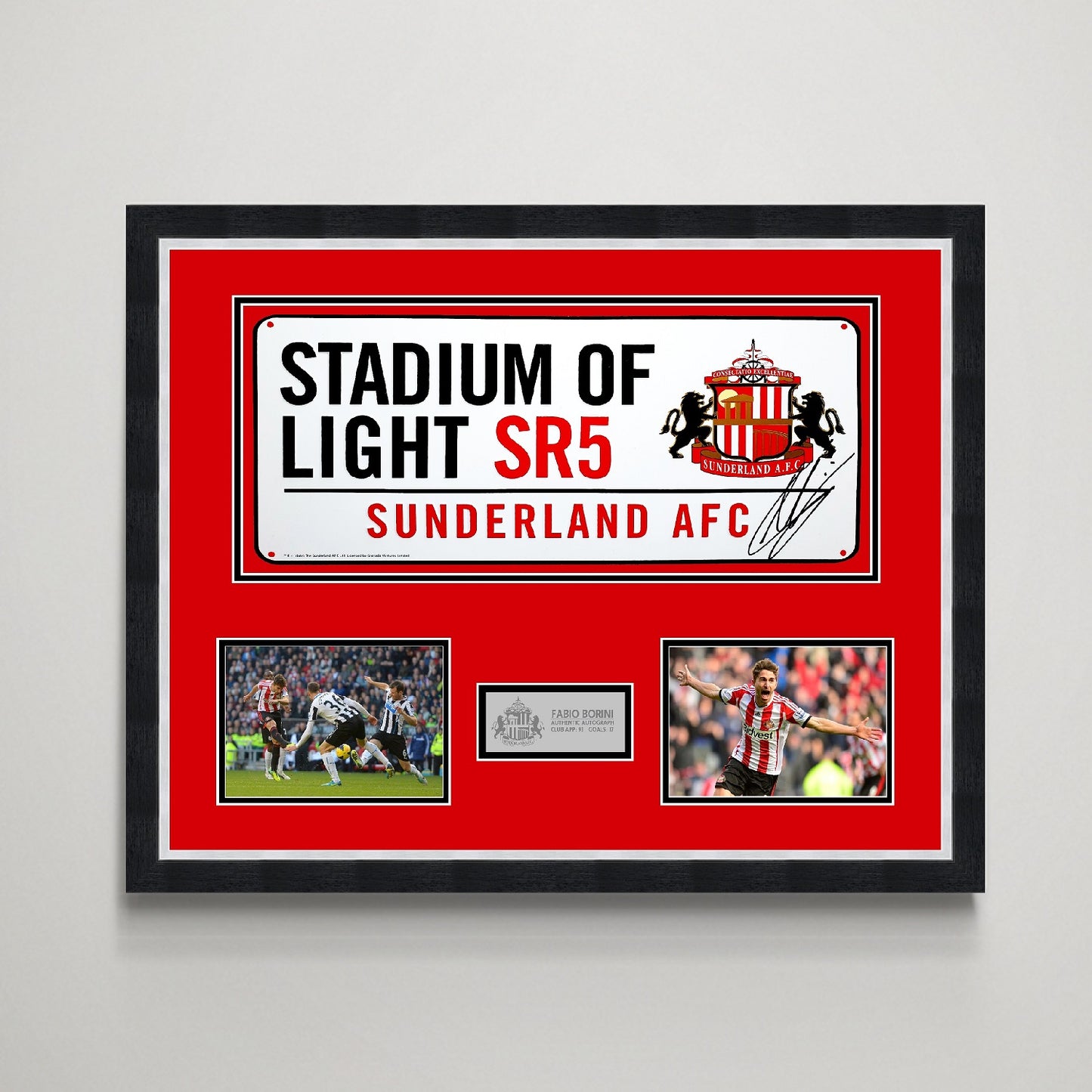 Fabio Borini 'Sunderland AFC' Autographed Street Sign Display