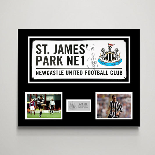 Rob Lee 'Newcastle United' Autographed Street Sign Display