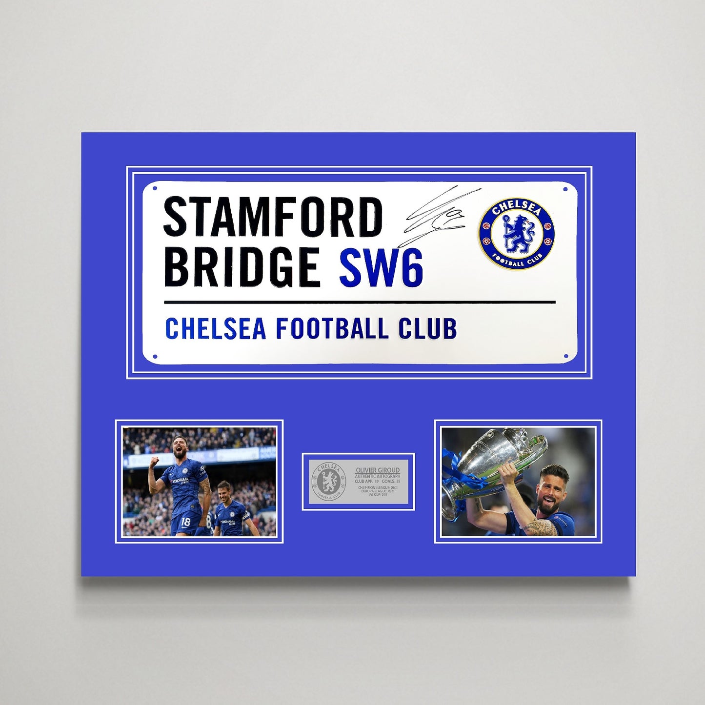 Olivier Giroud 'Chelsea' Autographed Street Sign Display