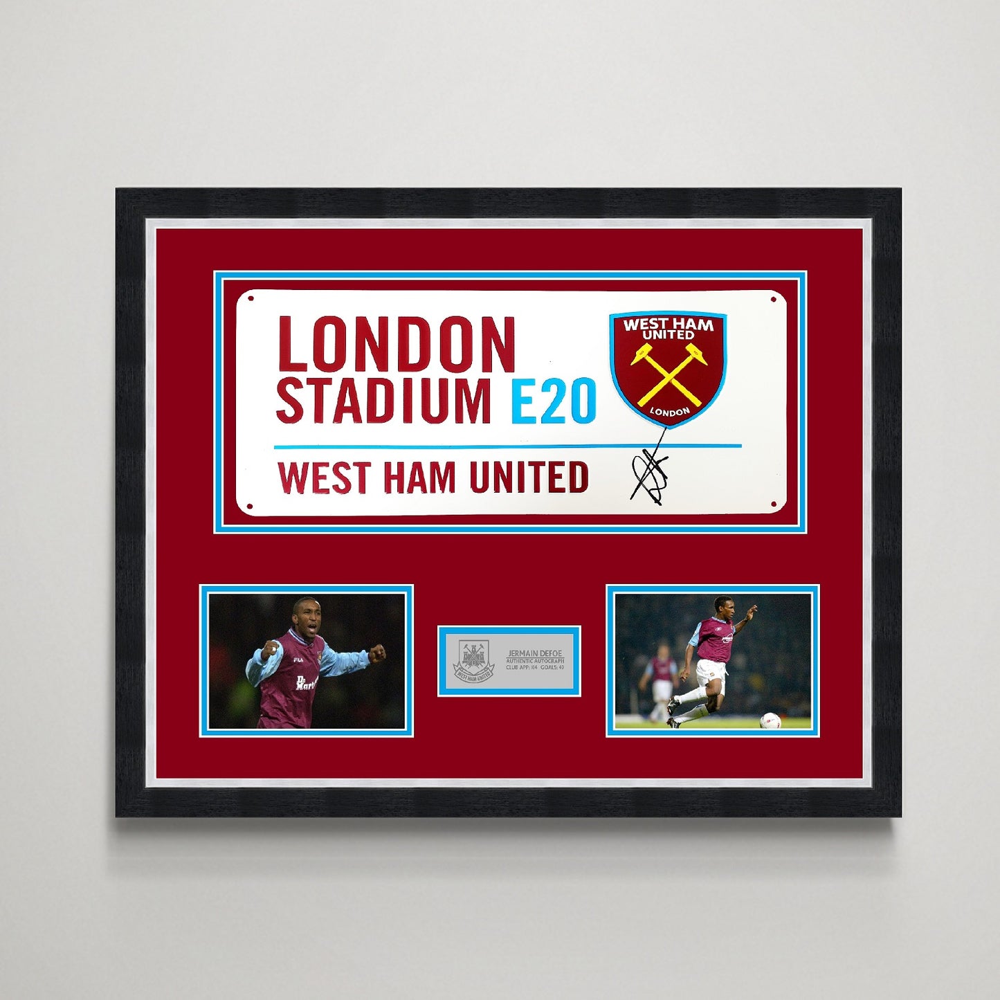 Jermain Defoe 'West Ham United' Autographed Street Sign Display