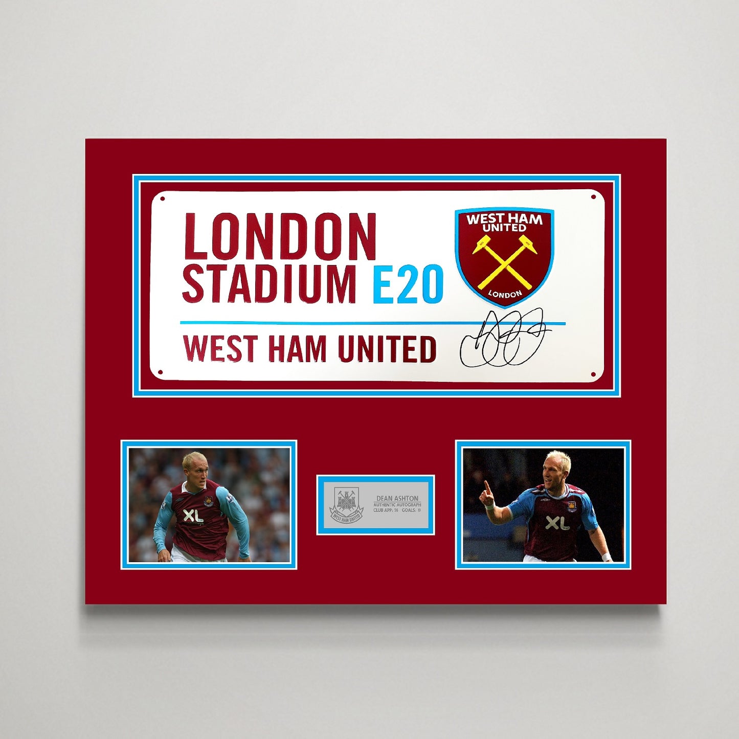 Dean Ashton 'West Ham United' Autograph Street Sign Display