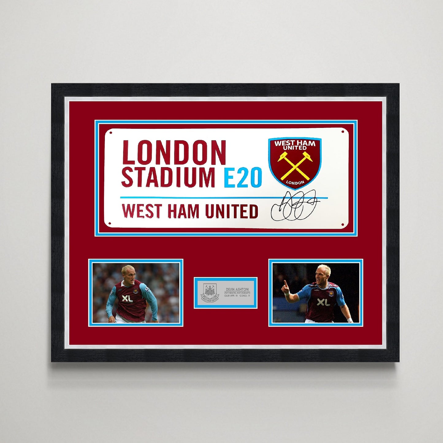 Dean Ashton 'West Ham United' Autograph Street Sign Display