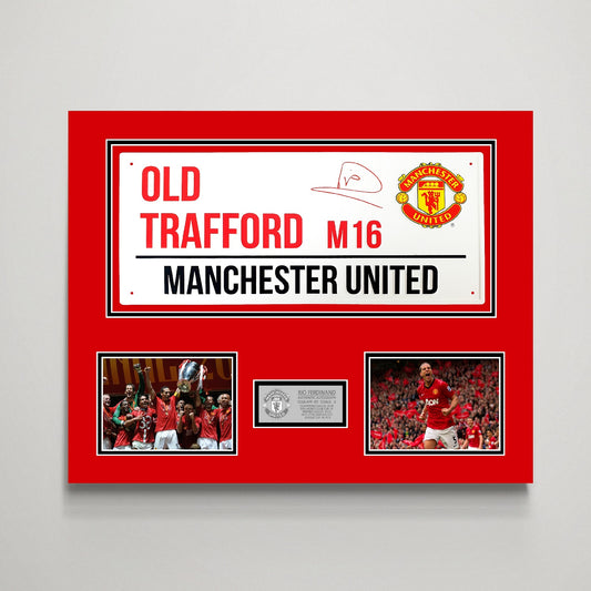 Rio Ferdinand 'Manchester United' Autographed Street Sign Display