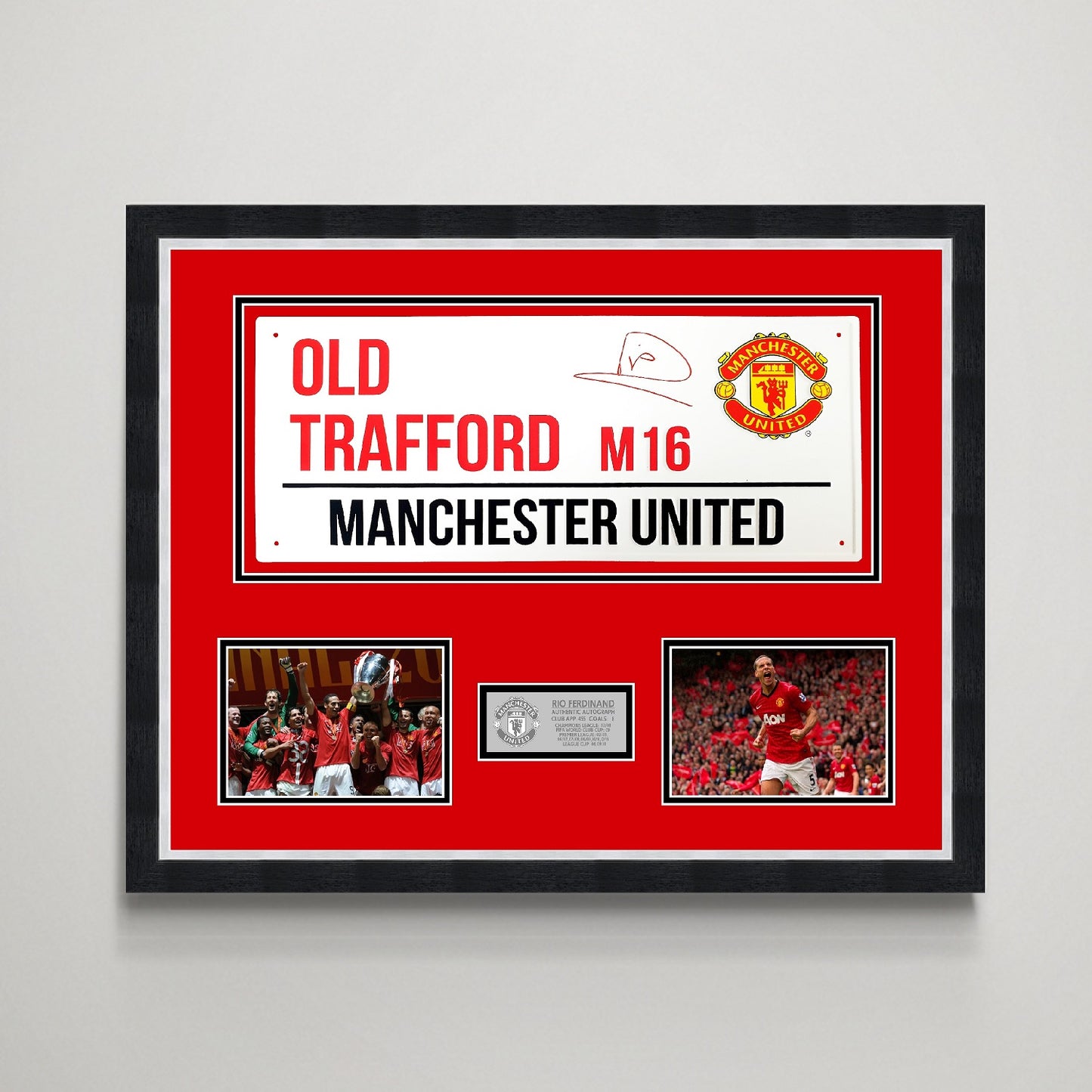 Rio Ferdinand 'Manchester United' Autographed Street Sign Display