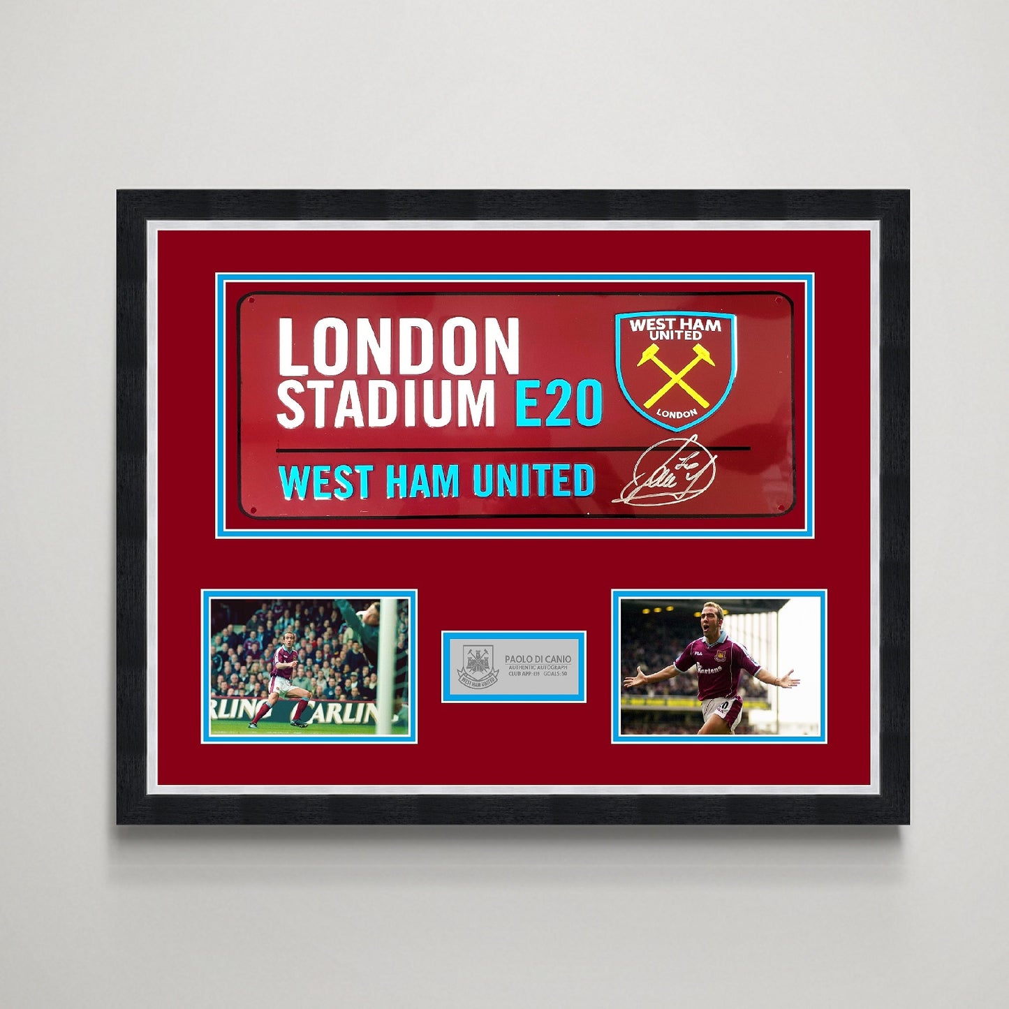 Paolo Di Canio 'West Ham United' Autographed Street Sign Display