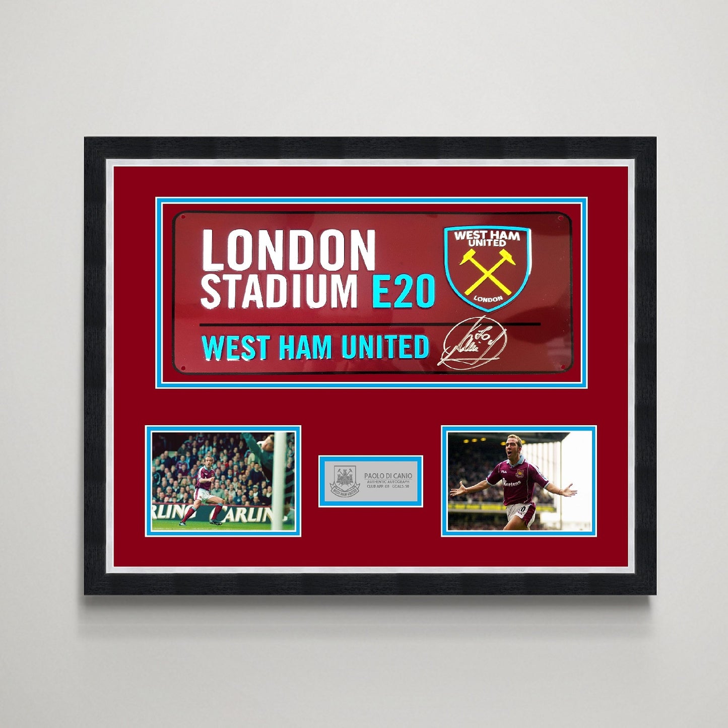 Paolo Di Canio 'West Ham United' Autographed Street Sign Display