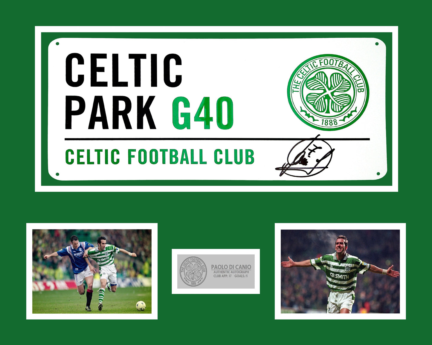 Paolo Di Canio 'Celtic' Autograph Road Sign