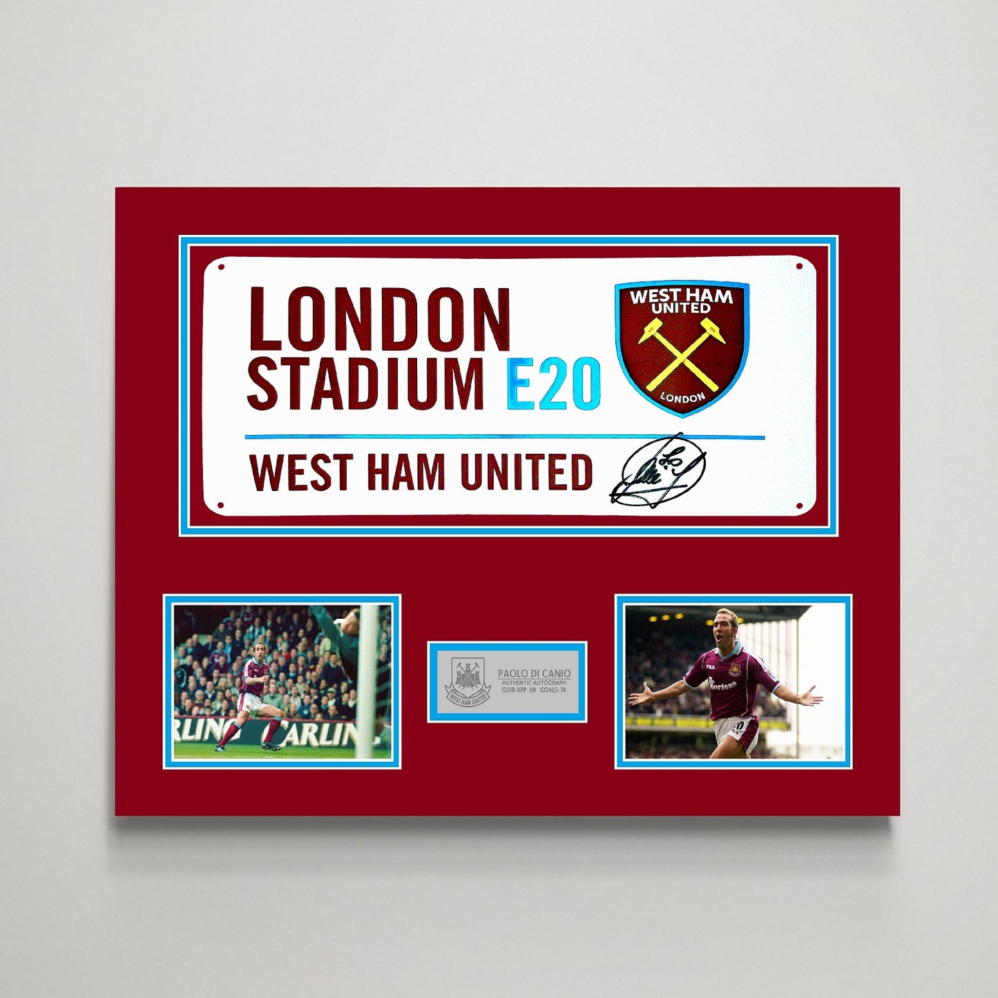 Paolo Di Canio 'West Ham United' Autographed Street Sign Display