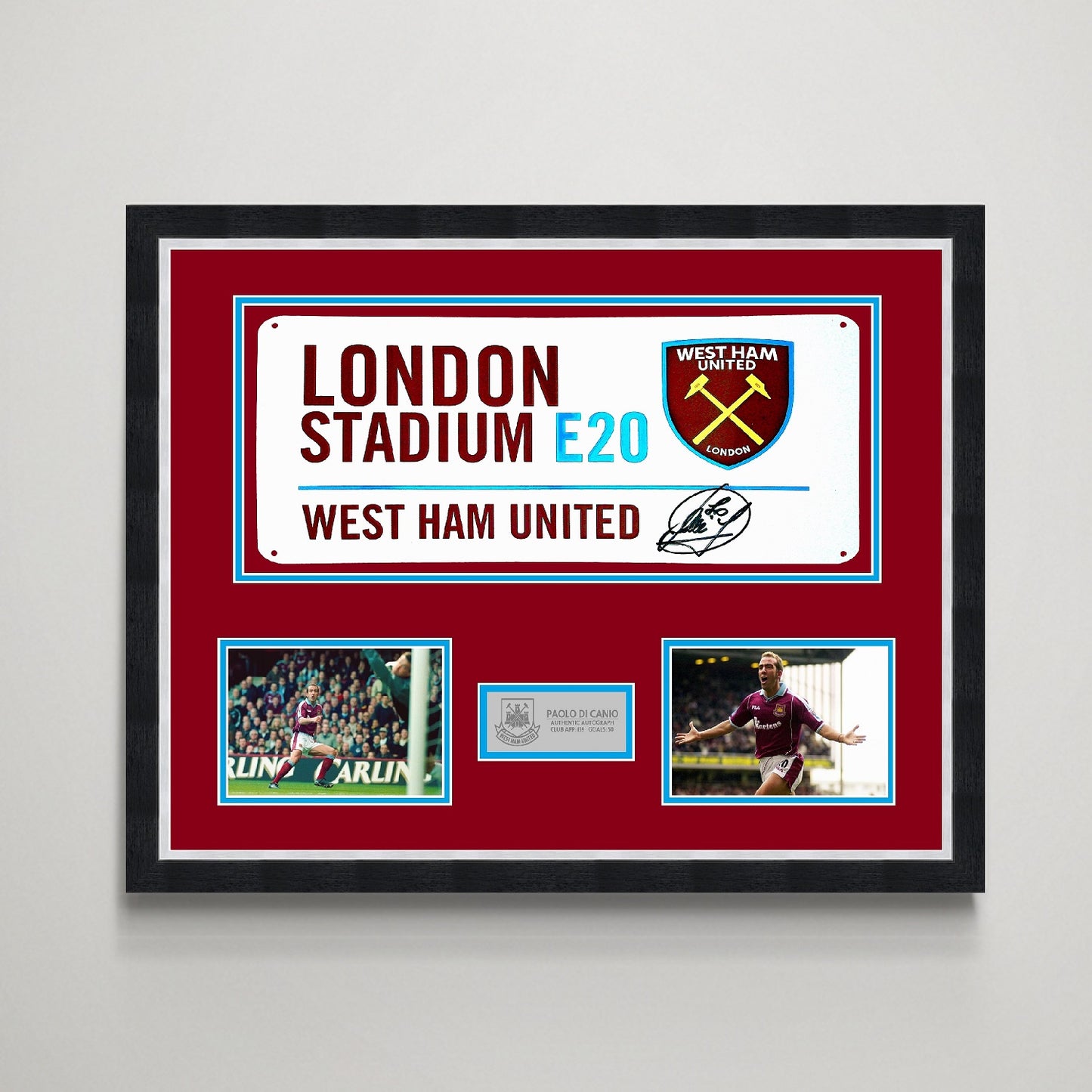 Paolo Di Canio 'West Ham United' Autographed Street Sign Display