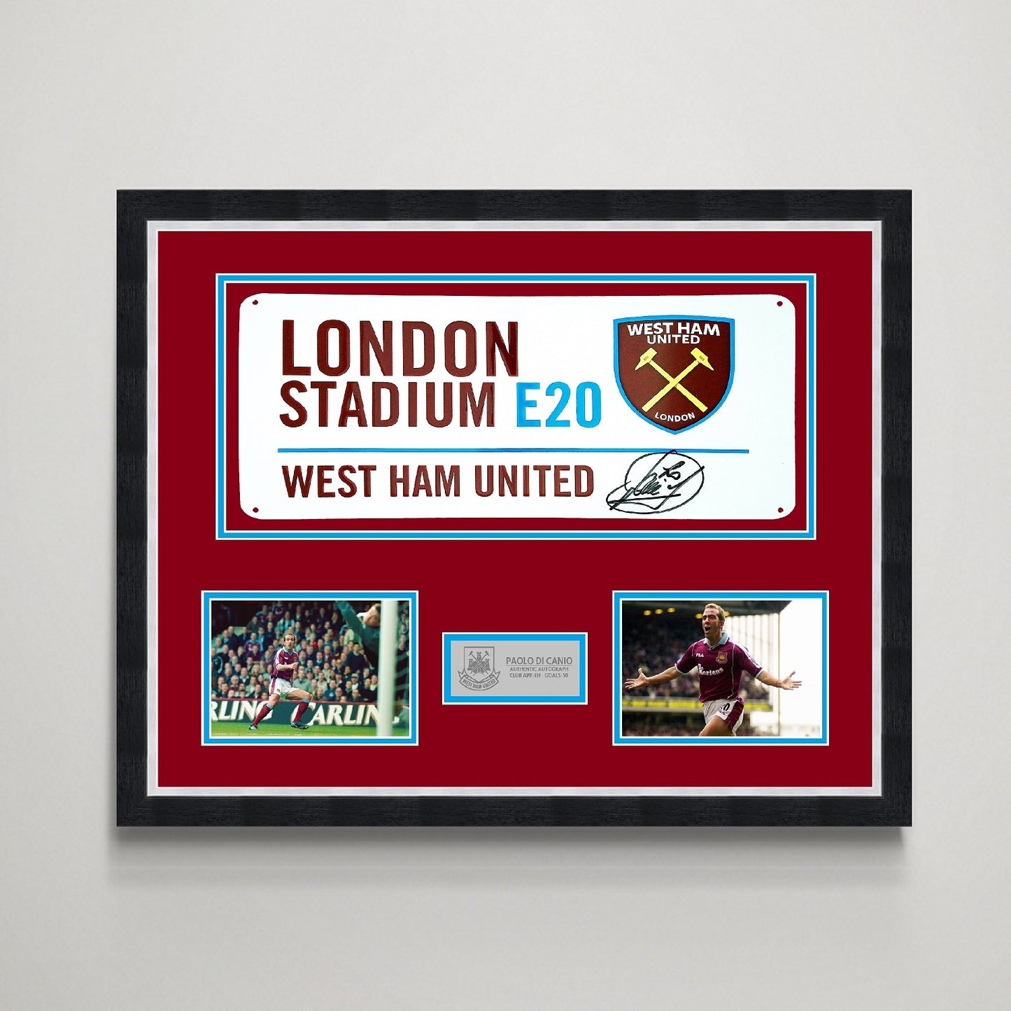 Paolo Di Canio 'West Ham United' Autographed Street Sign Display