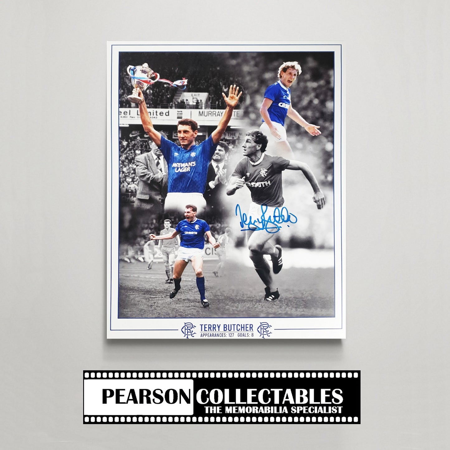 Terry Butcher Rangers Signed Montage