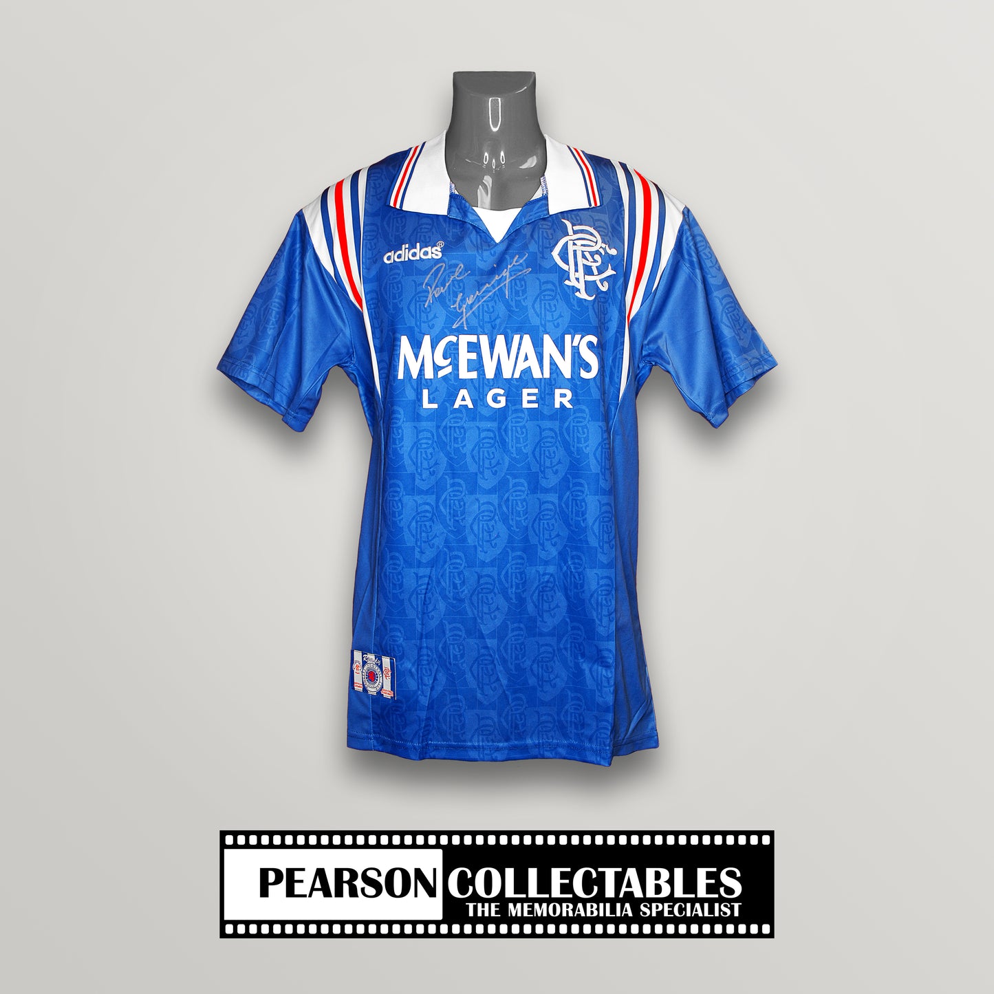 Paul Gascoigne Signed Rangers 1996/97 Home Football Shirt
