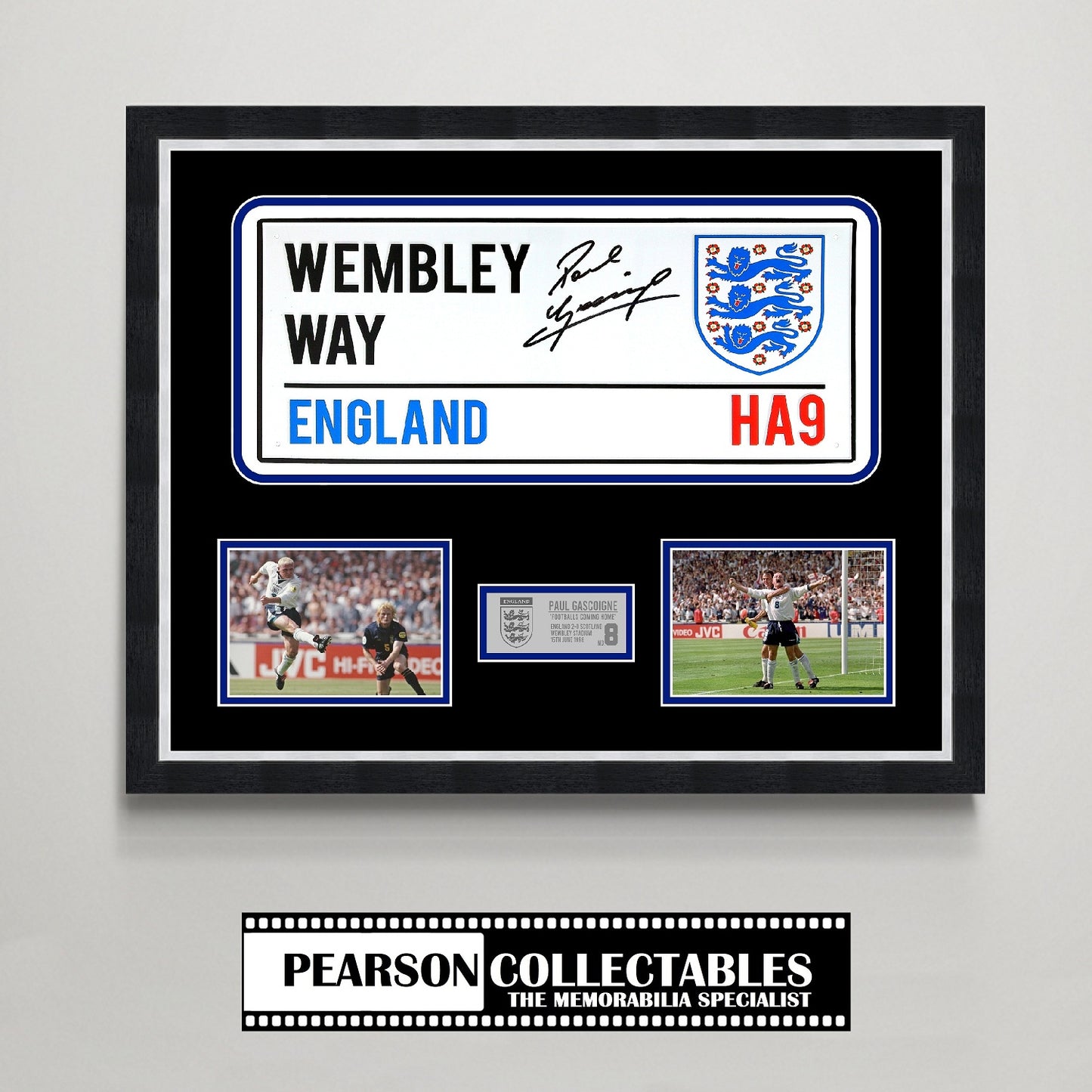 Paul Gascoigne 'Wembley Way' Euro 96 Signed Street Sign Display